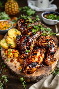 Friends and family sharing a Jamaican feast outdoors